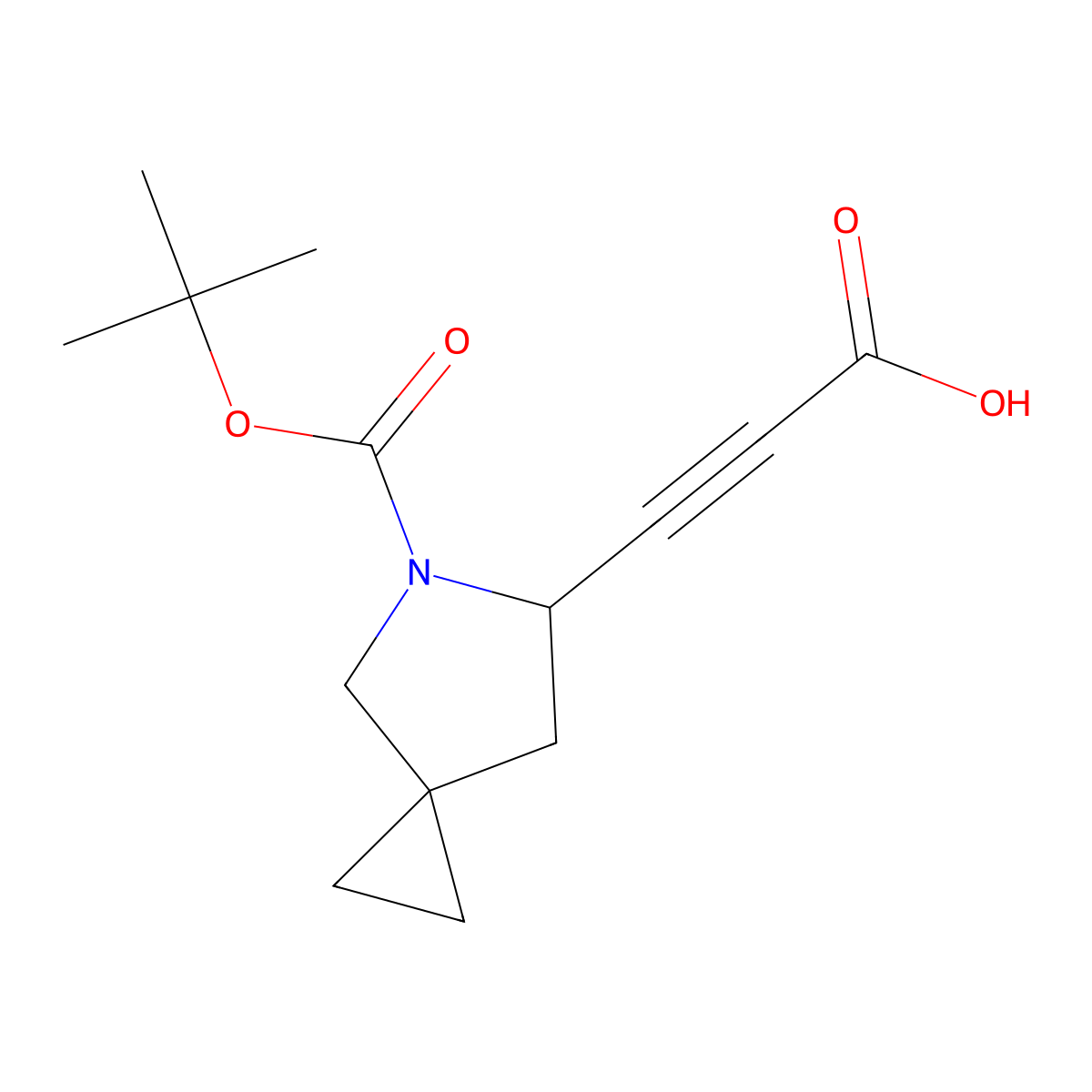 3-{5-[(Tert-butoxy)carbonyl]-5-azaspiro[2.4]heptan-6-yl}prop-2-ynoic acid molecular structure, CAS 2866334-73-6