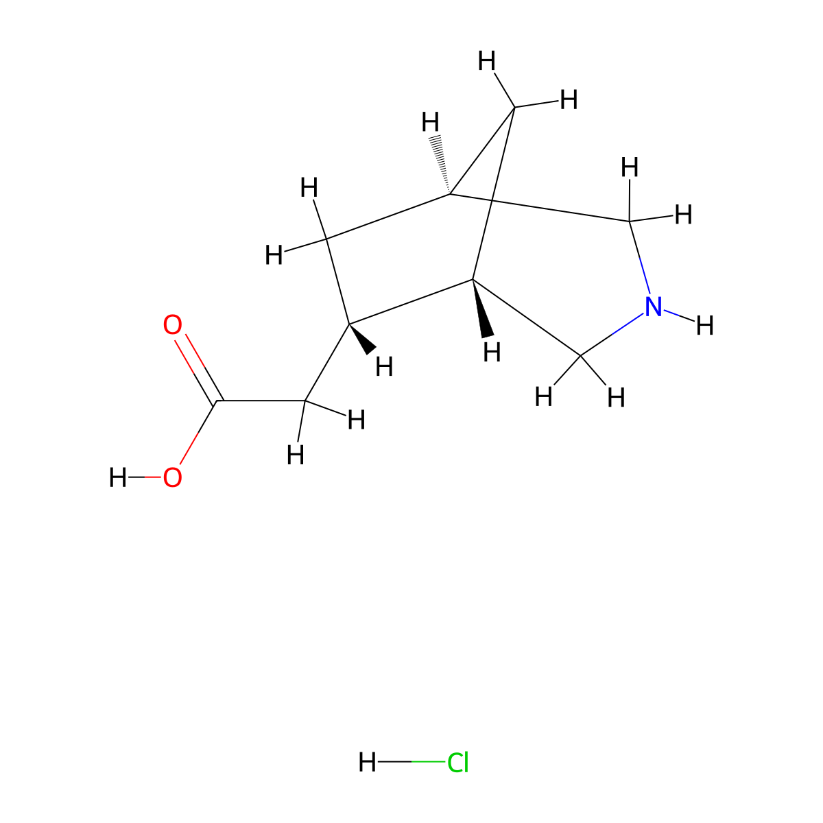rac-2-[(1R,5R,6R)-3-azabicyclo[3.2.1]octan-6-yl]acetic acid hydrochloride molecular structure, CAS 2866334-78-1
