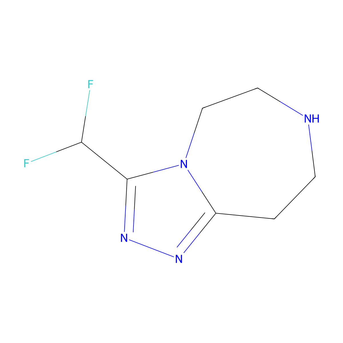 3-(difluoromethyl)-5H,6H,7H,8H,9H-[1,2,4]triazolo[4,3-d][1,4]diazepine molecular structure, CAS 2866334-79-2