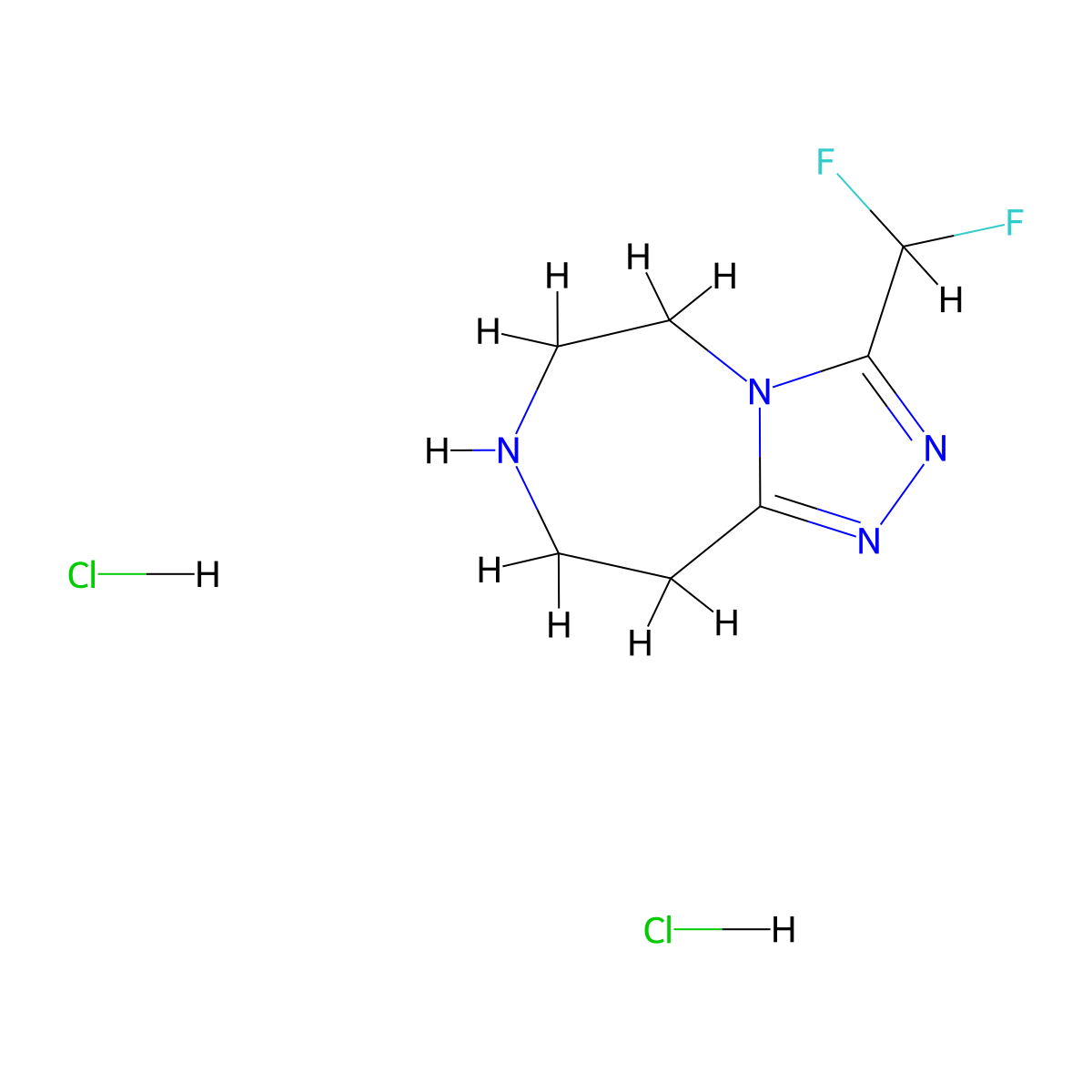 3-(difluoromethyl)-5H,6H,7H,8H,9H-[1,2,4]triazolo[4,3-d][1,4]diazepine dihydrochloride molecular structure, CAS 2866334-80-5