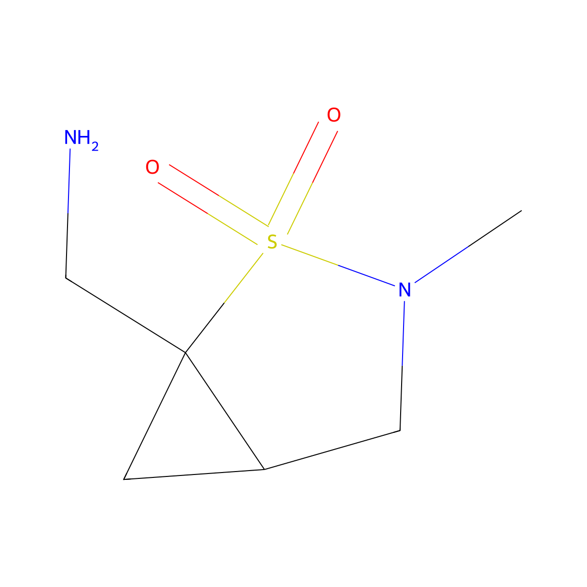 1-(Aminomethyl)-3-methyl-2lambda6-thia-3-azabicyclo[3.1.0]hexane-2,2-dione molecular structure, CAS 2866334-88-3