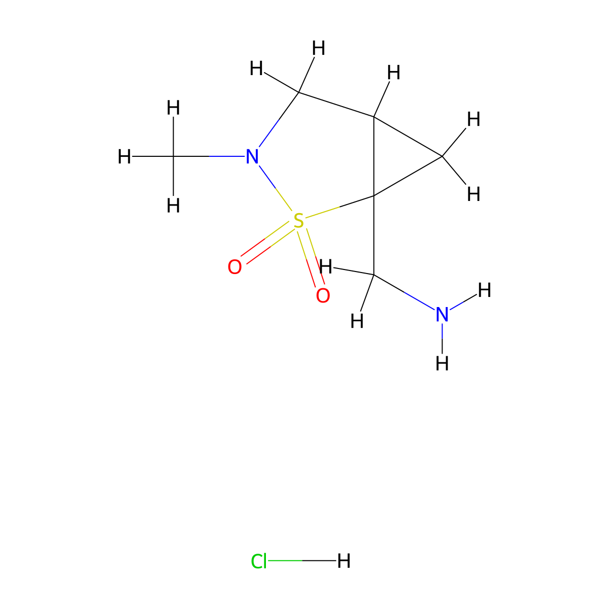 1-(Aminomethyl)-3-methyl-2lambda6-thia-3-azabicyclo[3.1.0]hexane-2,2-dione hydrochloride molecular structure, CAS 2866334-89-4