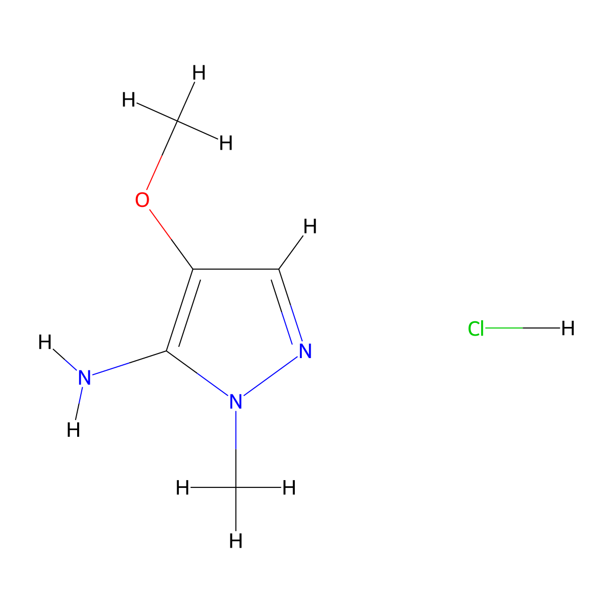 4-methoxy-1-methyl-1H-pyrazol-5-amine hydrochloride molecular structure, CAS 2866334-95-2