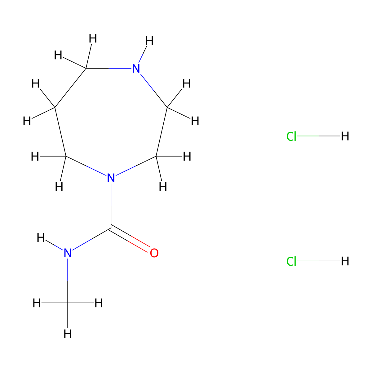 N-methyl-1,4-diazepane-1-carboxamide dihydrochloride molecular structure, CAS 2866334-99-6
