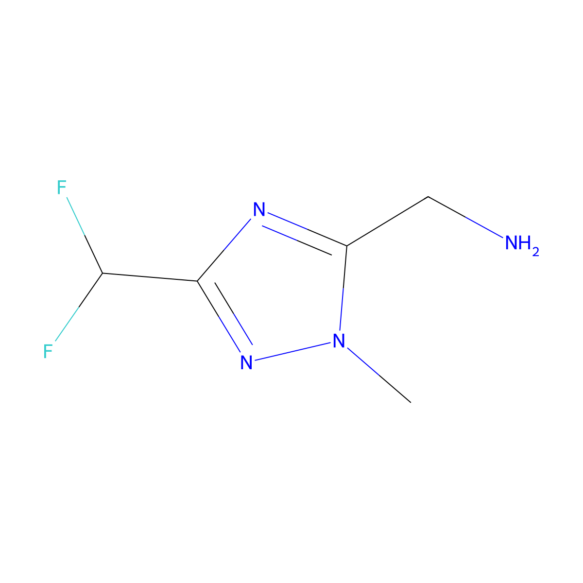 1-[3-(difluoromethyl)-1-methyl-1H-1,2,4-triazol-5-yl]methanamine molecular structure, CAS 2866335-07-9
