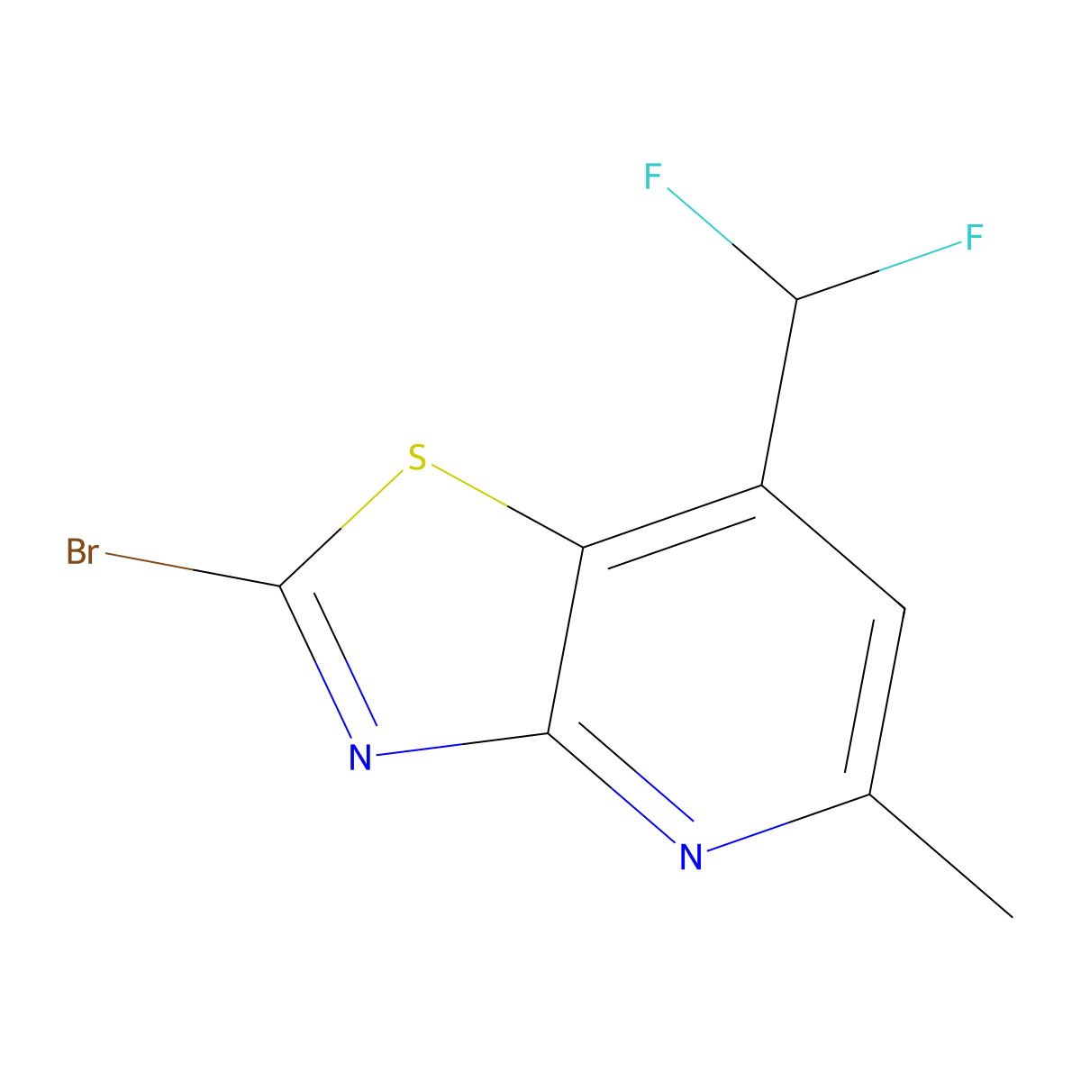 2-Bromo-7-(difluoromethyl)-5-methyl-[1,3]thiazolo[4,5-b]pyridine molecular structure, CAS 2866335-10-4