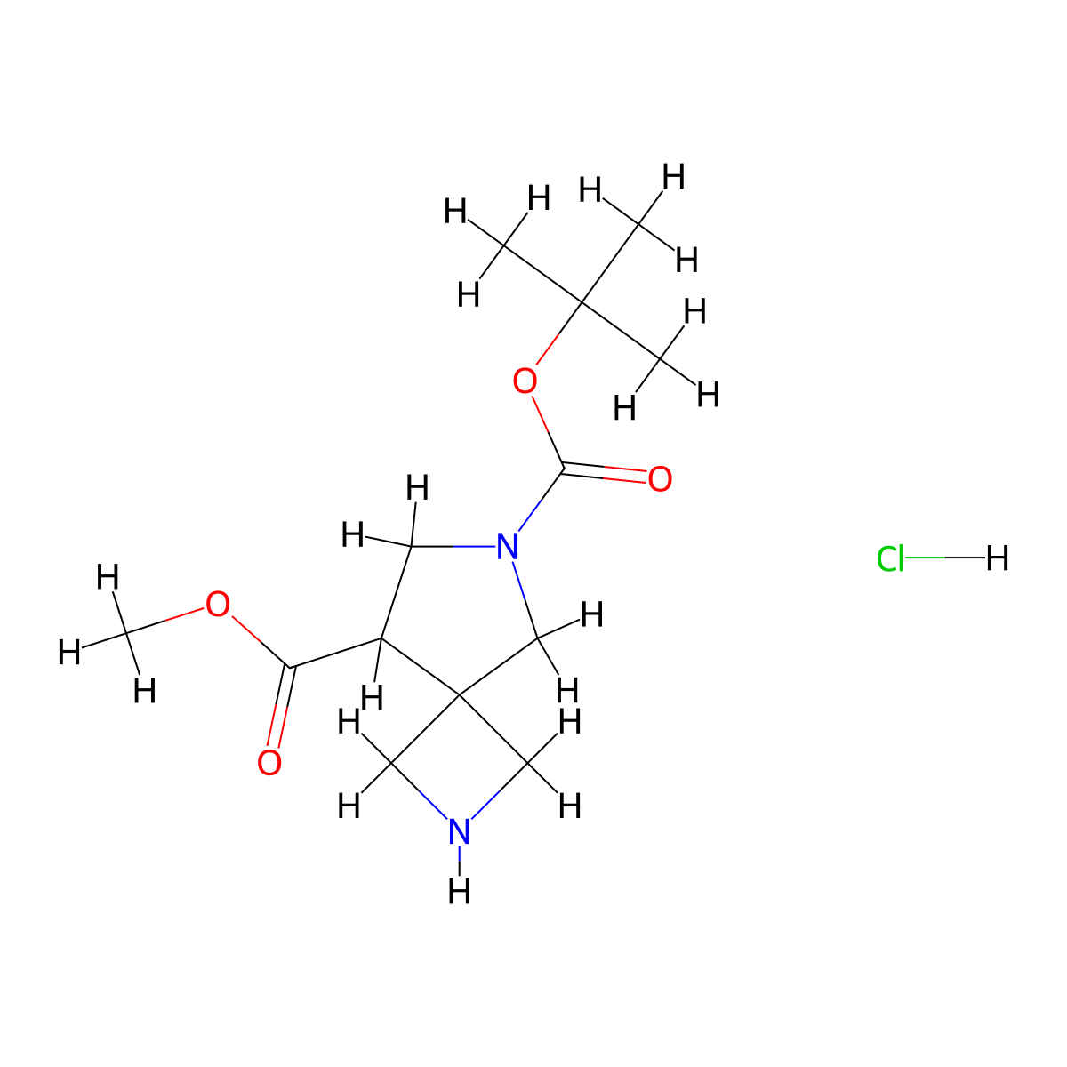 6-Tert-butyl 8-methyl 2,6-diazaspiro(3.4)octane-6,8-dicarboxylate hydrochloride molecular structure, CAS 2866335-22-8