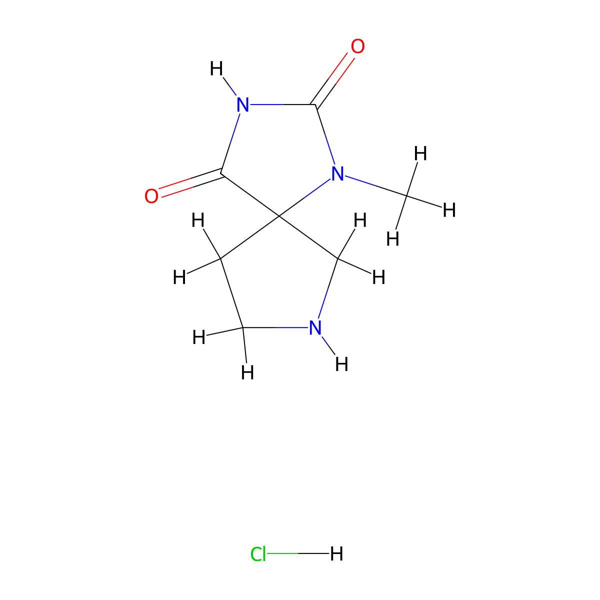 1-Methyl-1,3,7-triazaspiro[4.4]nonane-2,4-dione hydrochloride molecular structure, CAS 2866335-25-1