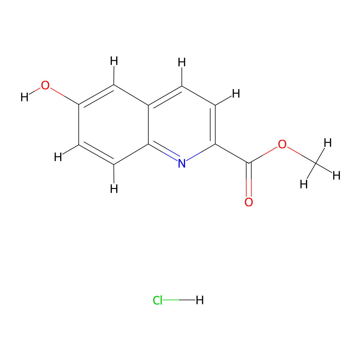 Methyl 6-hydroxyquinoline-2-carboxylate hydrochloride molecular structure, CAS 2866335-30-8
