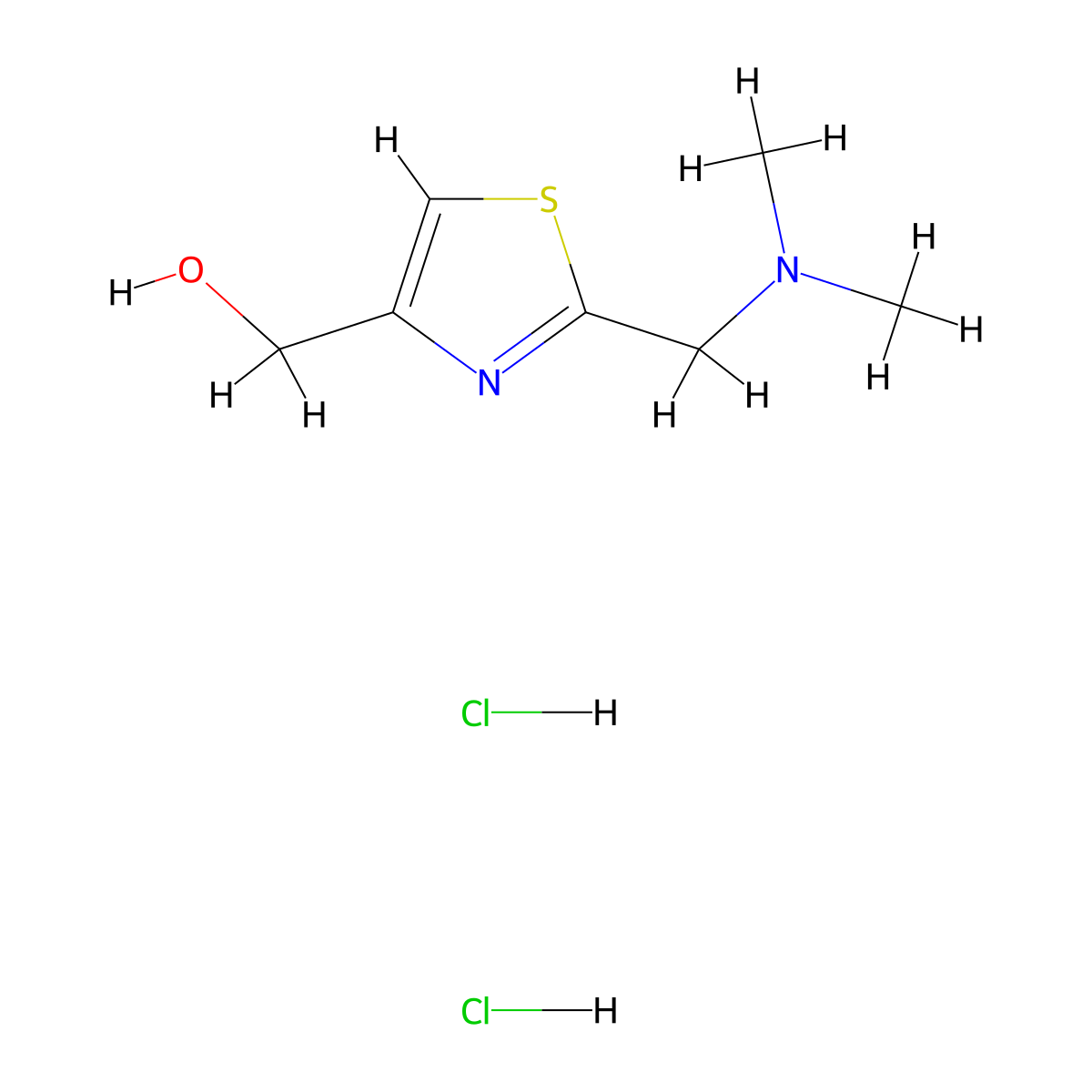 {2-[(Dimethylamino)methyl]-1,3-thiazol-4-yl}methanol dihydrochloride molecular structure, CAS 2866335-33-1