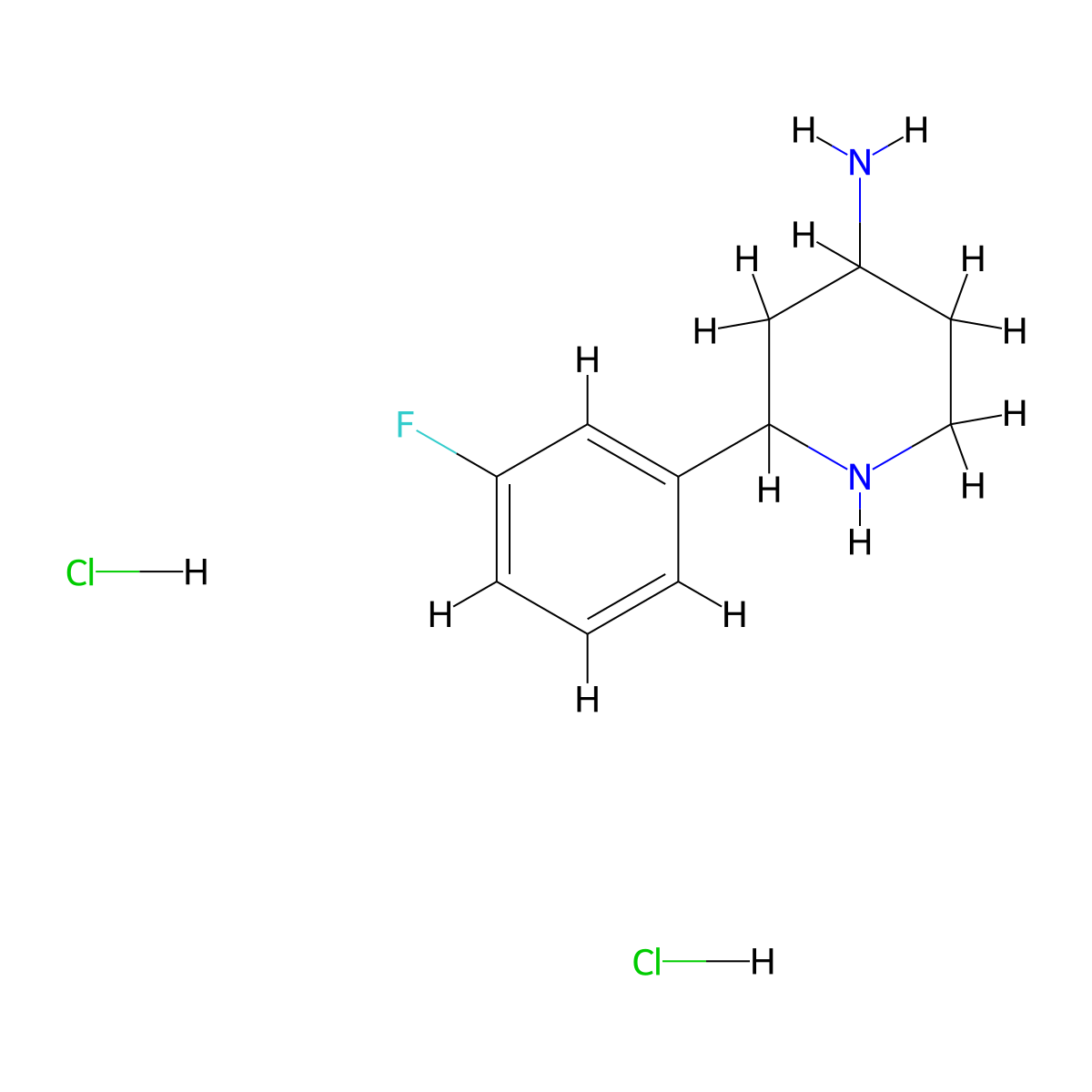 2-(3-Fluorophenyl)piperidin-4-amine dihydrochloride molecular structure, CAS 2866335-36-4