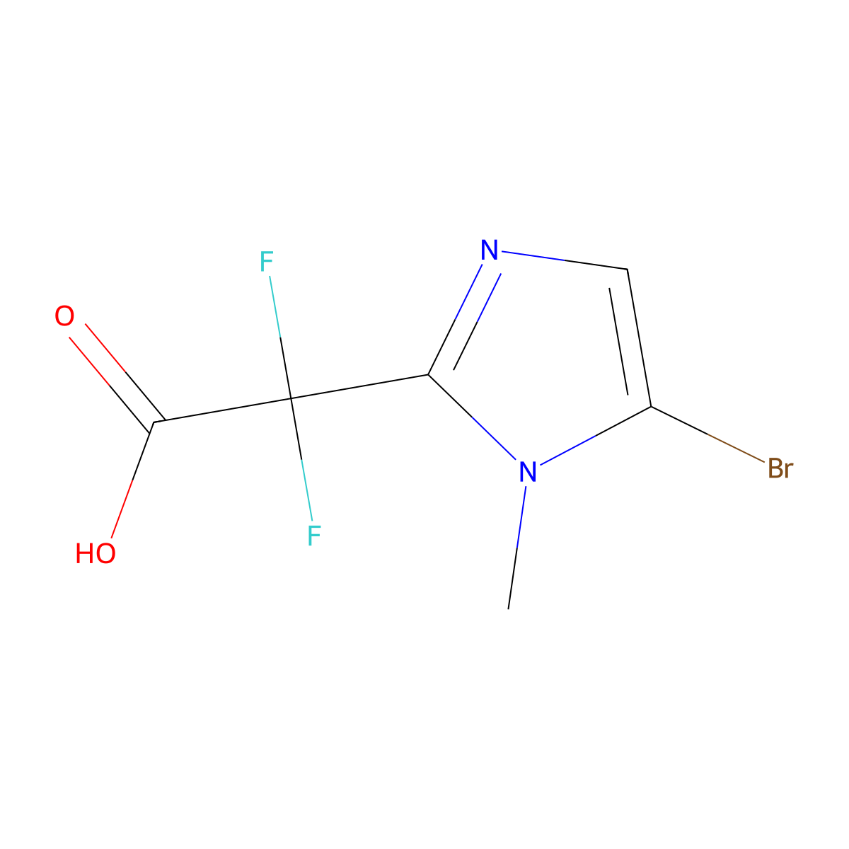 2-(5-bromo-1-methyl-1H-imidazol-2-yl)-2,2-difluoroacetic acid molecular structure, CAS 2866335-37-5