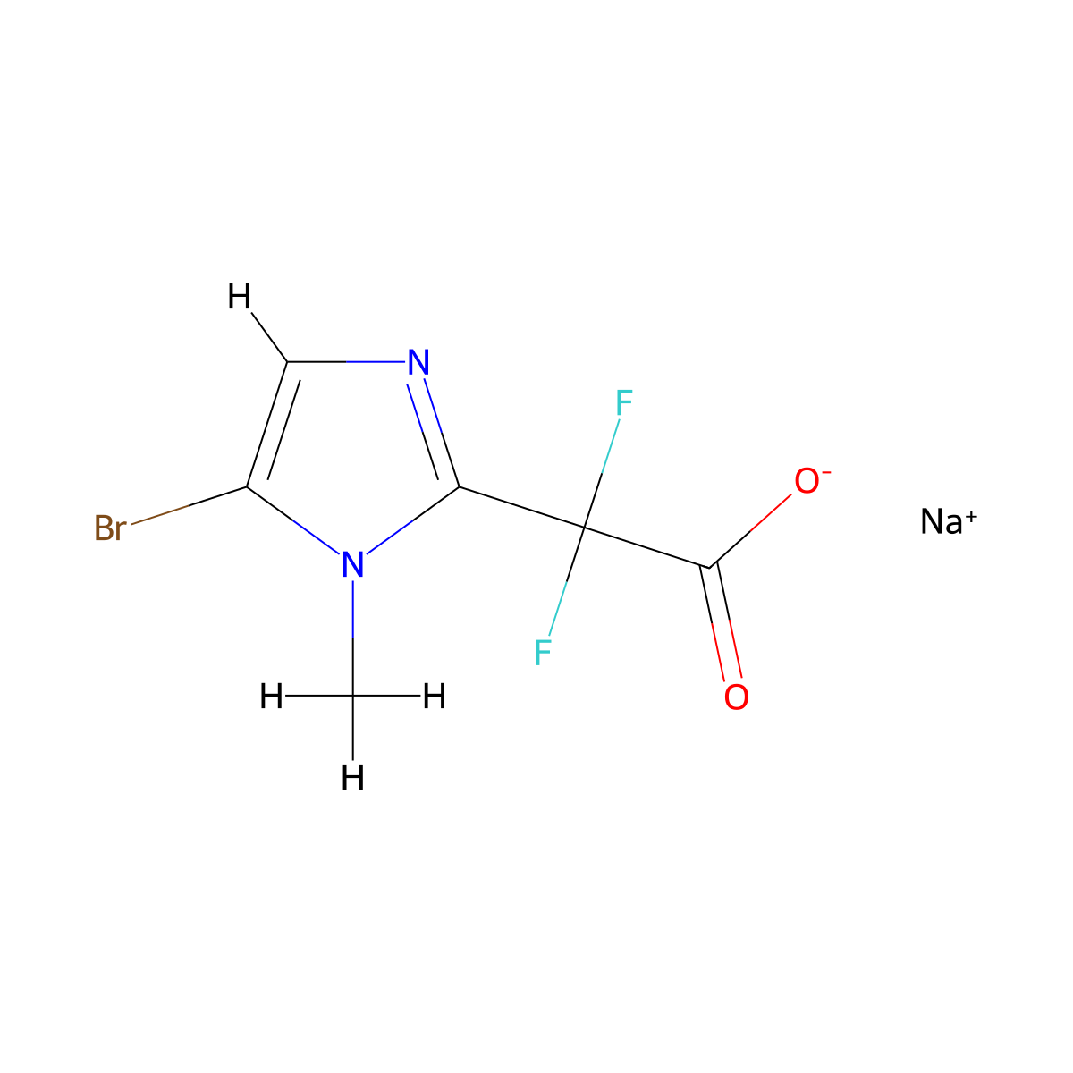 sodium 2-(5-bromo-1-methyl-1H-imidazol-2-yl)-2,2-difluoroacetate molecular structure, CAS 2866335-38-6