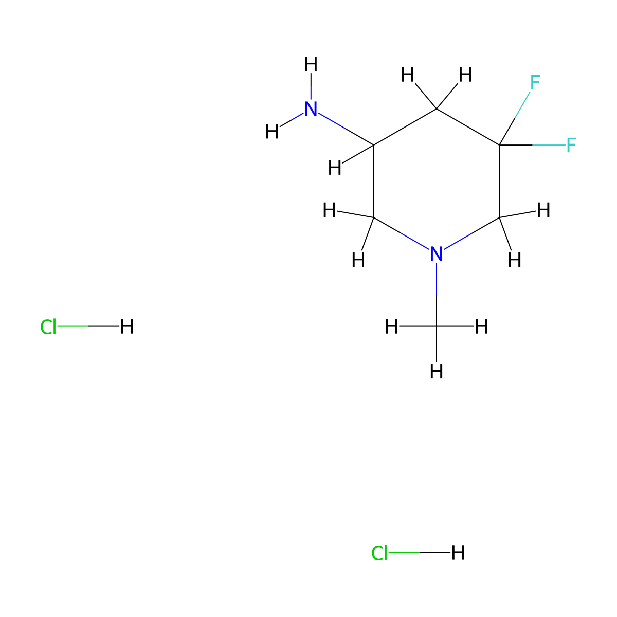 5,5-Difluoro-1-methylpiperidin-3-amine dihydrochloride molecular structure, CAS 2866335-39-7
