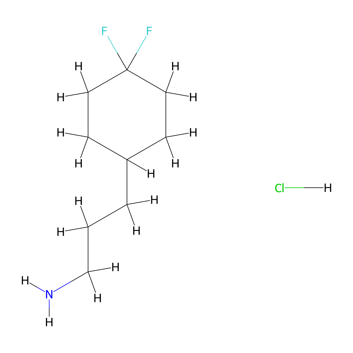 3-(4,4-Difluorocyclohexyl)propan-1-amine hydrochloride molecular structure, CAS 2866335-43-3