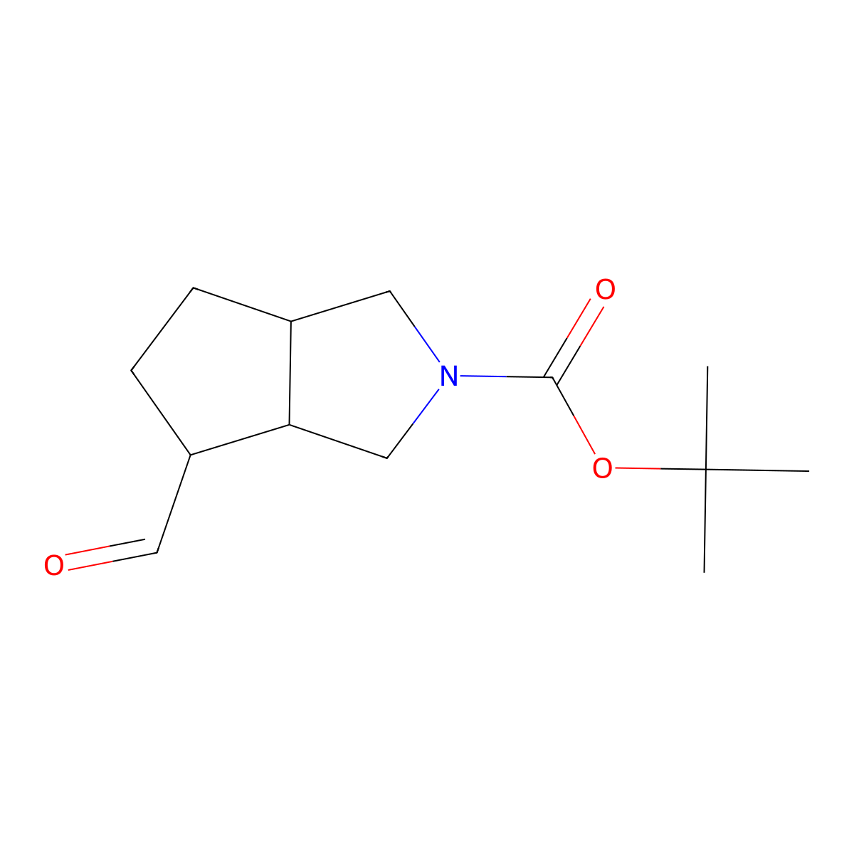 Tert-butyl 4-formyl-octahydrocyclopenta(c)pyrrole-2-carboxylate molecular structure, CAS 2866335-44-4