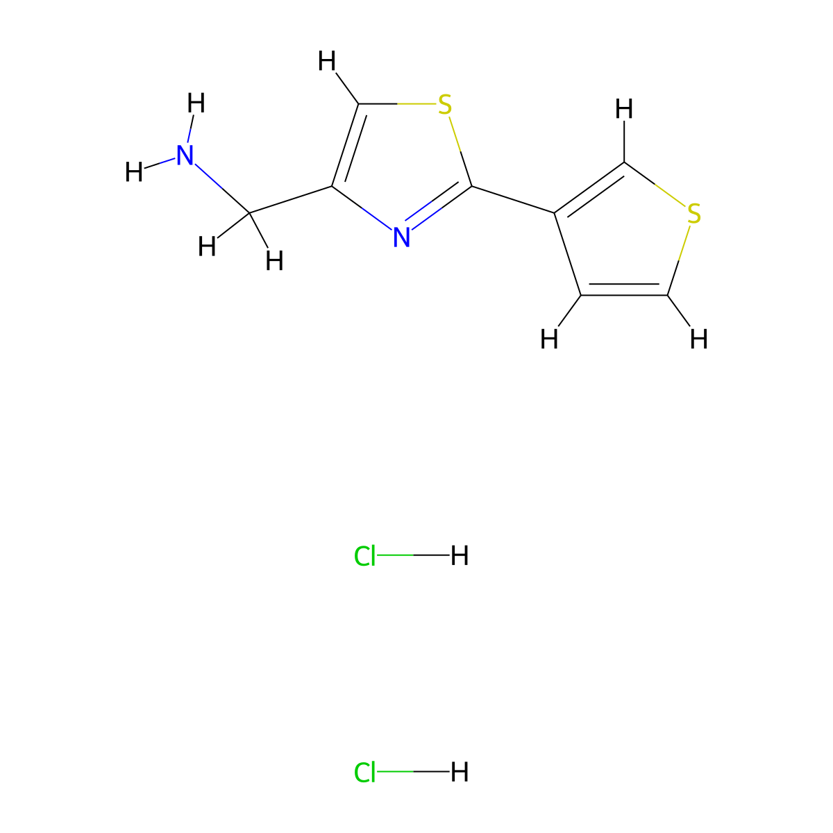 1-(2-(Thiophen-3-yl)-1,3-thiazol-4-yl)methanamine dihydrochloride molecular structure, CAS 2866335-48-8