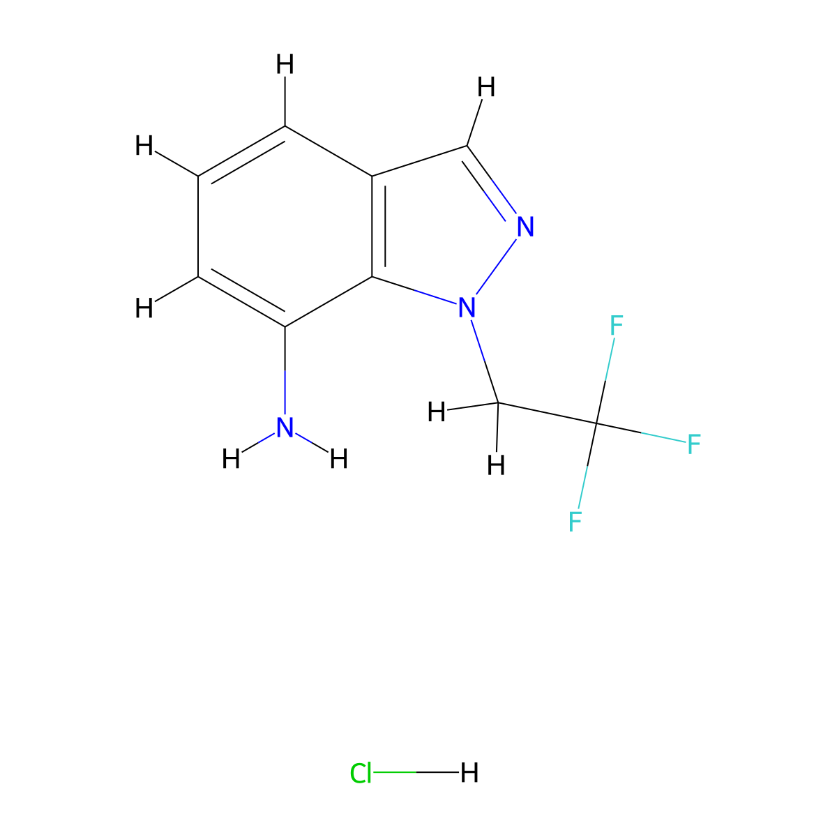 1-(2,2,2-trifluoroethyl)-1H-indazol-7-amine hydrochloride molecular structure, CAS 2866335-51-3