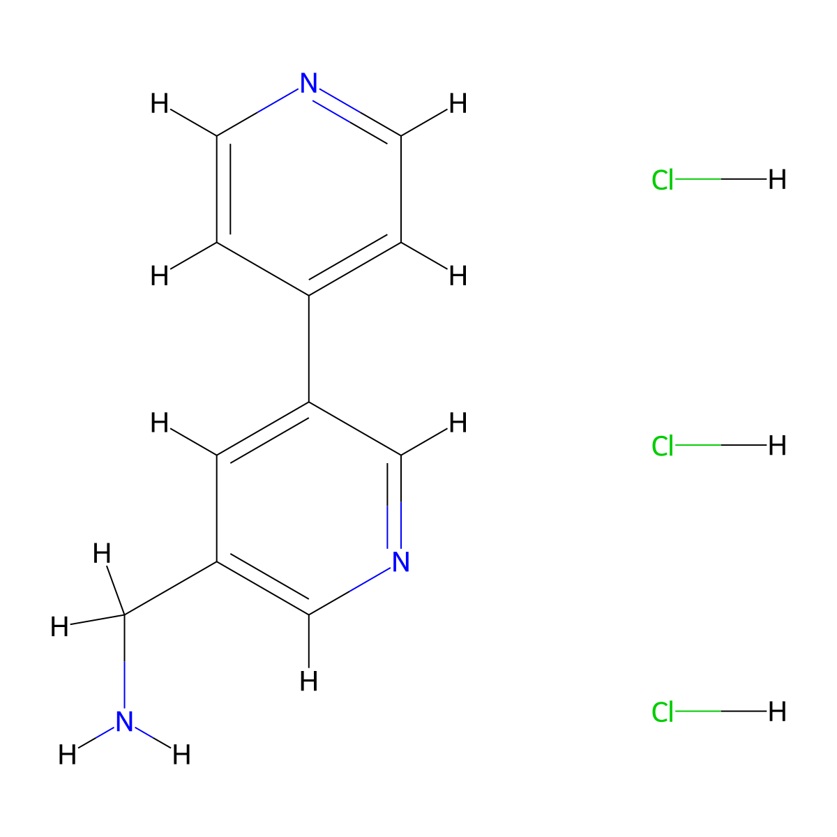 1-{[3,4'-Bipyridin]-5-yl}methanamine trihydrochloride molecular structure, CAS 2866335-58-0