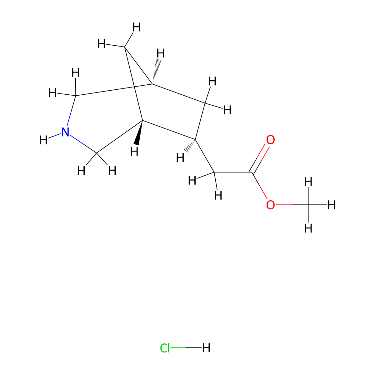 rac-methyl 2-[(1R,5R,6S)-3-azabicyclo[3.2.1]octan-6-yl]acetate hydrochloride molecular structure, CAS 2866335-64-8