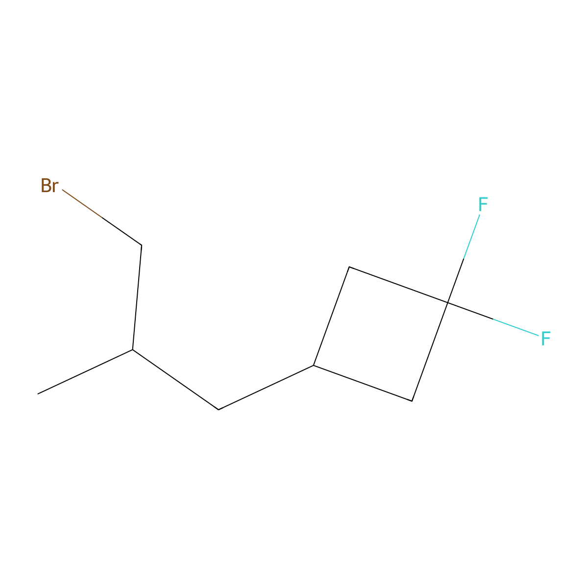 3-(3-Bromo-2-methylpropyl)-1,1-difluorocyclobutane molecular structure, CAS 2866335-65-9