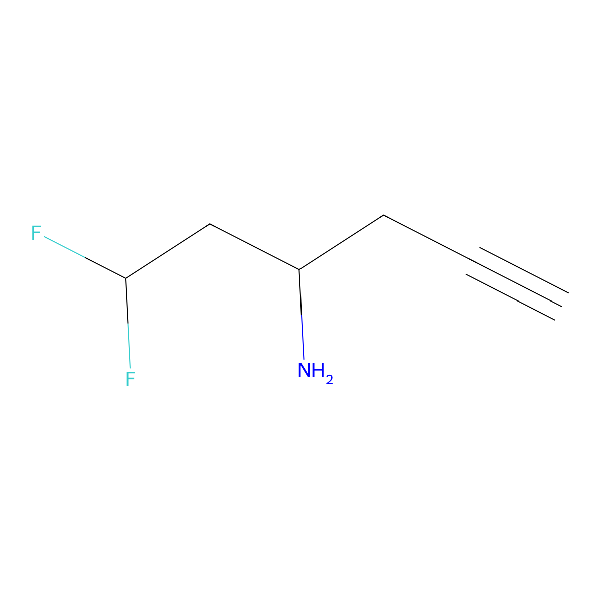 1,1-Difluorohex-5-yn-3-amine molecular structure, CAS 2866335-66-0