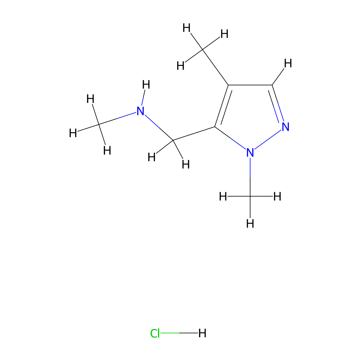[(1,4-dimethyl-1H-pyrazol-5-yl)methyl](methyl)amine hydrochloride molecular structure, CAS 2866335-68-2