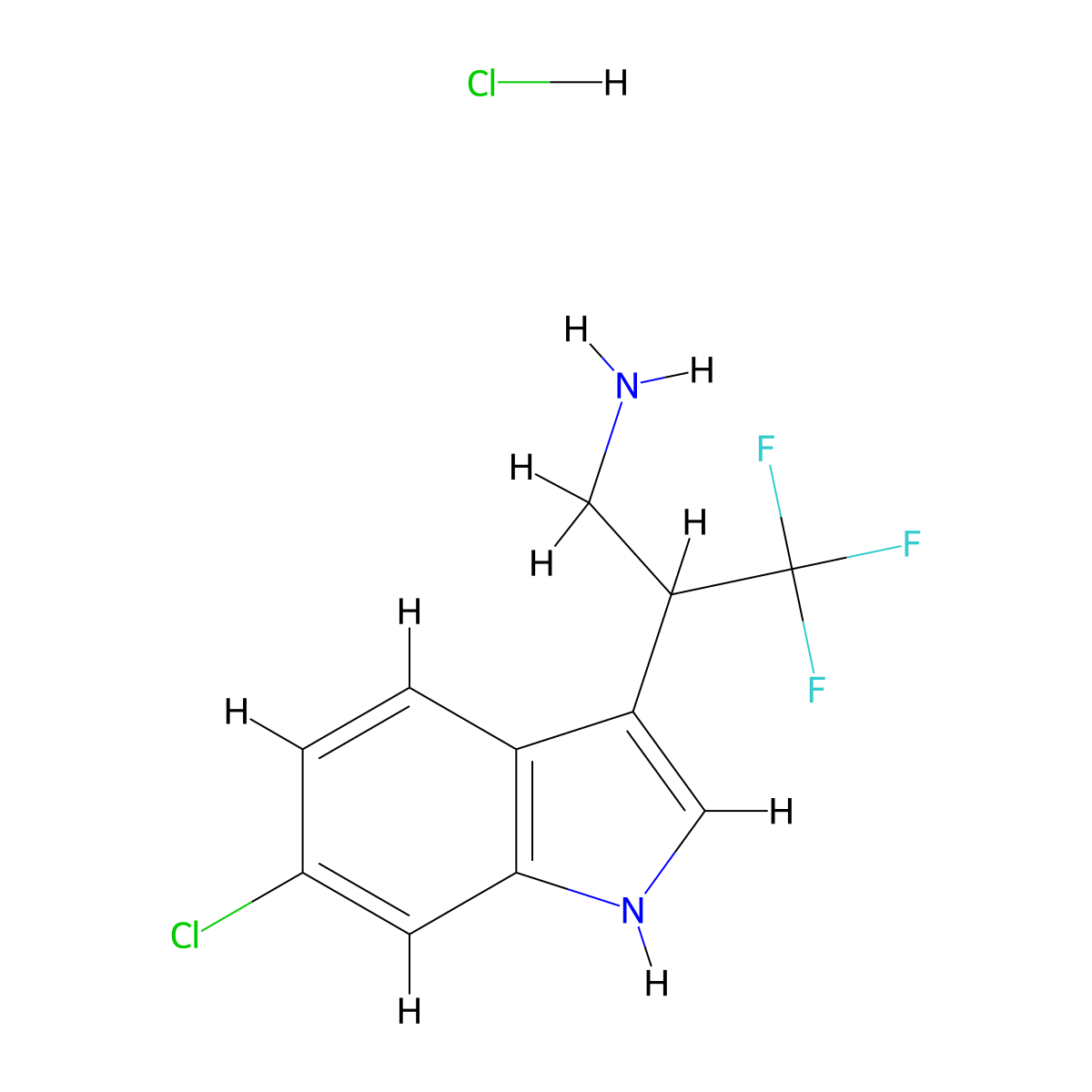 2-(6-chloro-1H-indol-3-yl)-3,3,3-trifluoropropan-1-amine hydrochloride molecular structure, CAS 2866335-69-3