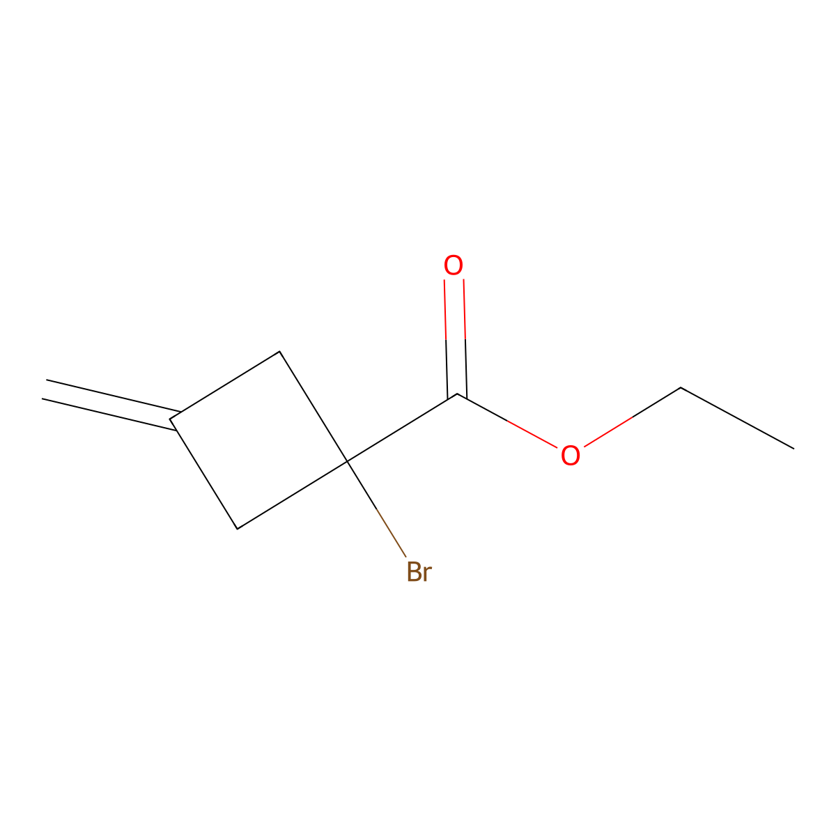 Ethyl 1-bromo-3-methylidenecyclobutane-1-carboxylate molecular structure, CAS 2866335-72-8