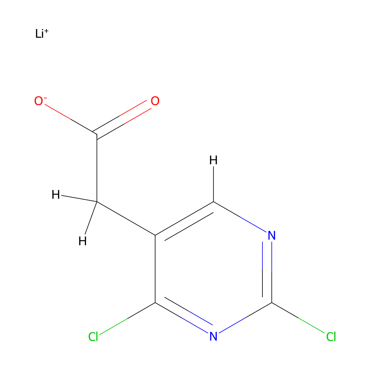 Lithium(1+) 2-(2,4-dichloropyrimidin-5-yl)acetate molecular structure, CAS 2866335-74-0