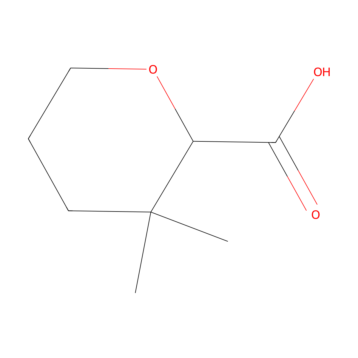 3,3-Dimethyloxane-2-carboxylic acid molecular structure, CAS 2866335-78-4