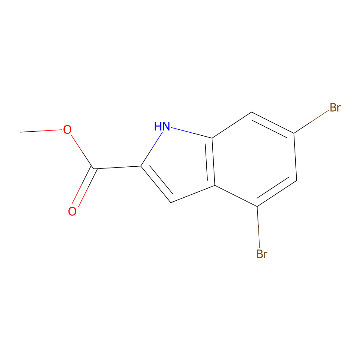 Methyl 4,6-dibromo-1H-indole-2-carboxylate molecular structure, CAS 2866335-79-5