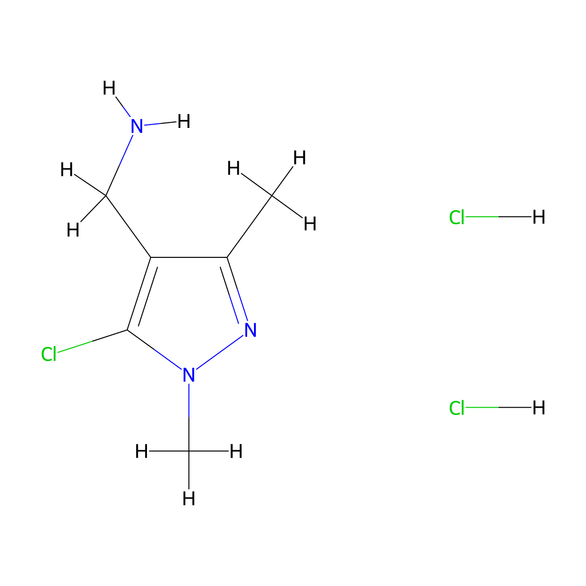 1-(5-chloro-1,3-dimethyl-1H-pyrazol-4-yl)methanamine dihydrochloride molecular structure, CAS 2866335-83-1