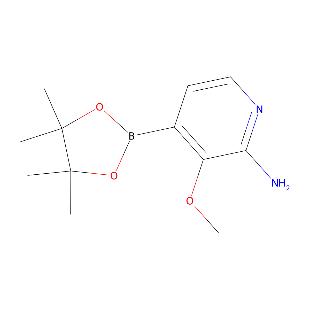 3-Methoxy-4-(4,4,5,5-tetramethyl-1,3,2-dioxaborolan-2-yl)pyridin-2-amine molecular structure, CAS 2866352-08-9