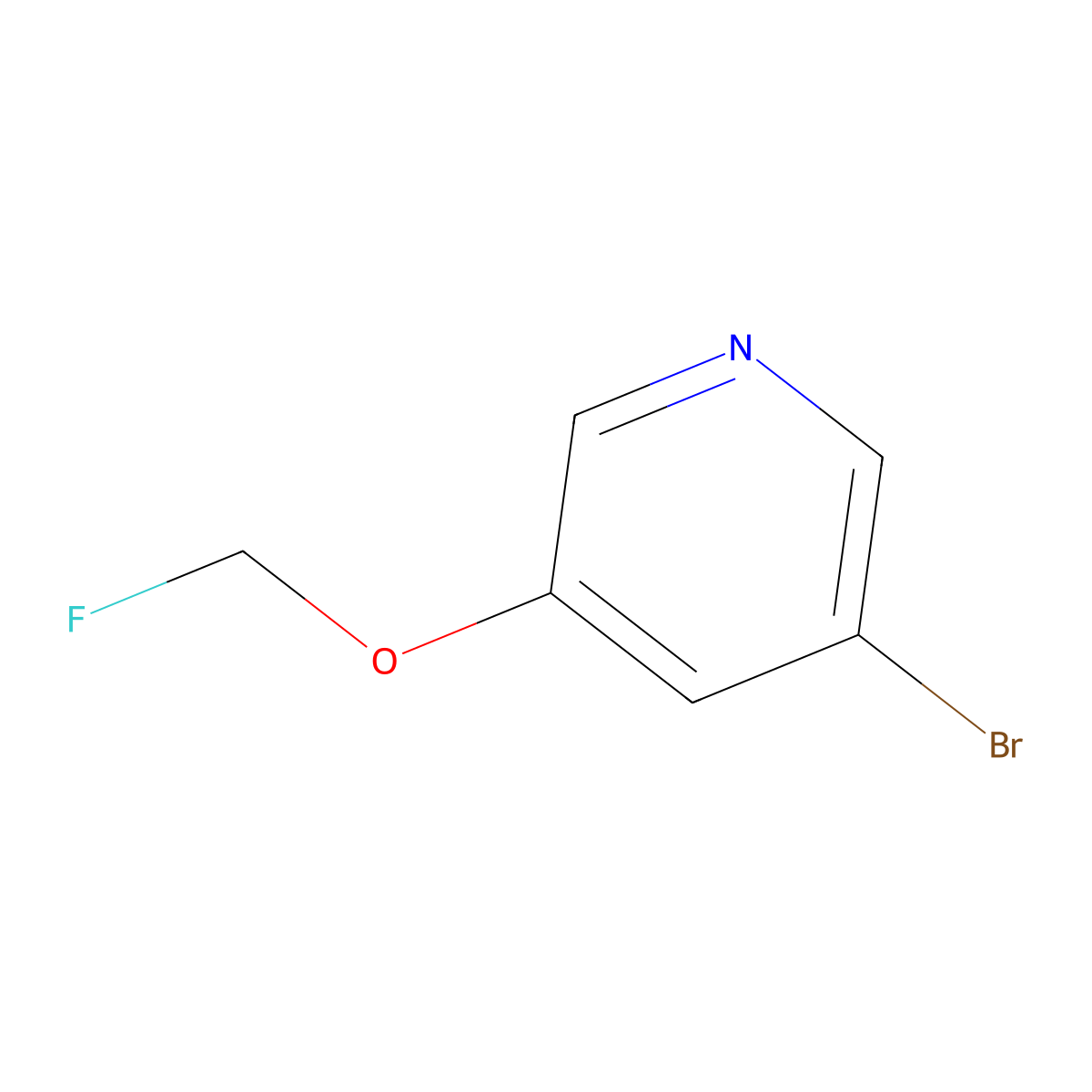 3-Bromo-5-(fluoromethoxy)pyridine molecular structure, CAS 2866352-34-1