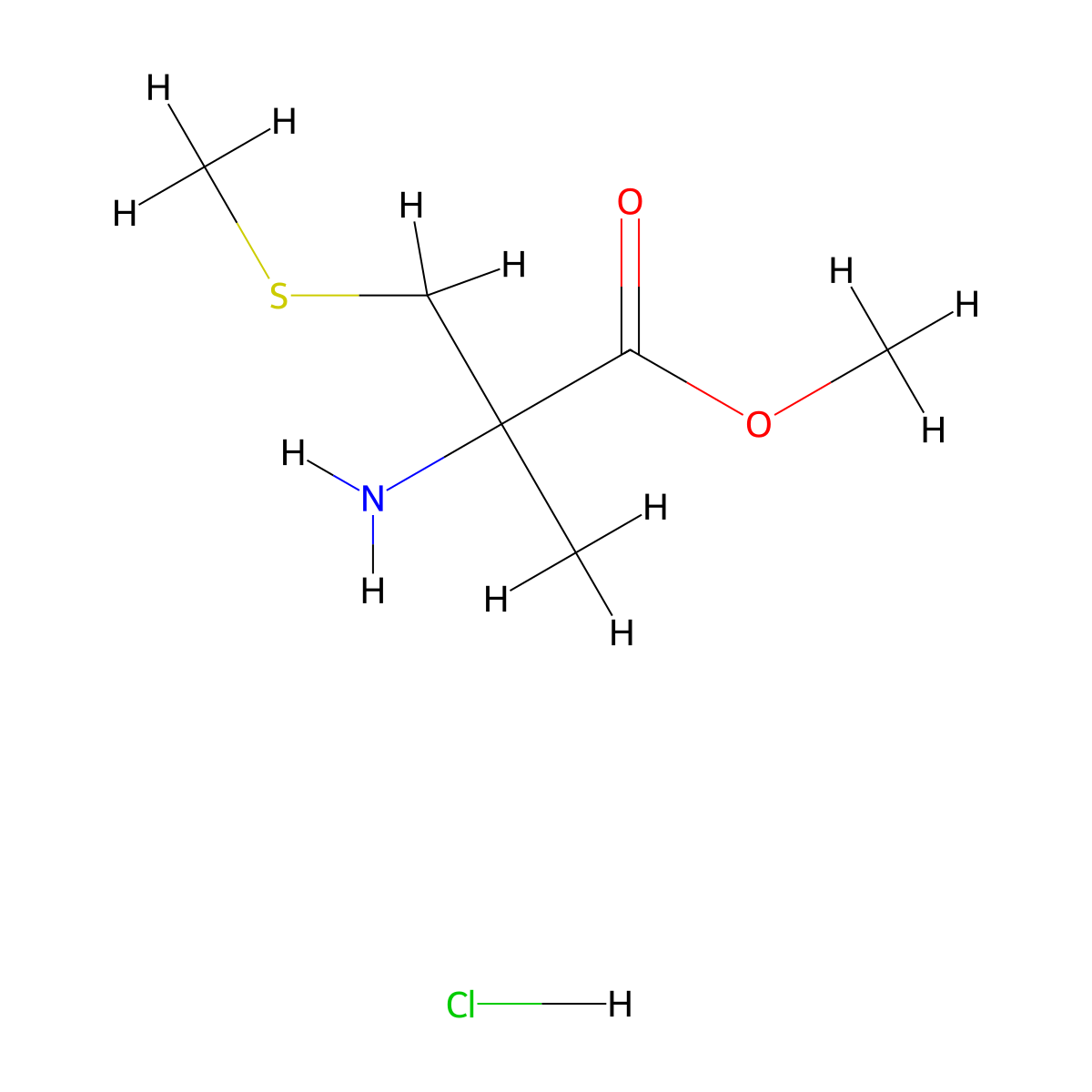 Methyl 2-amino-2-methyl-3-(methylsulfanyl)propanoate hydrochloride molecular structure, CAS 2866352-40-9