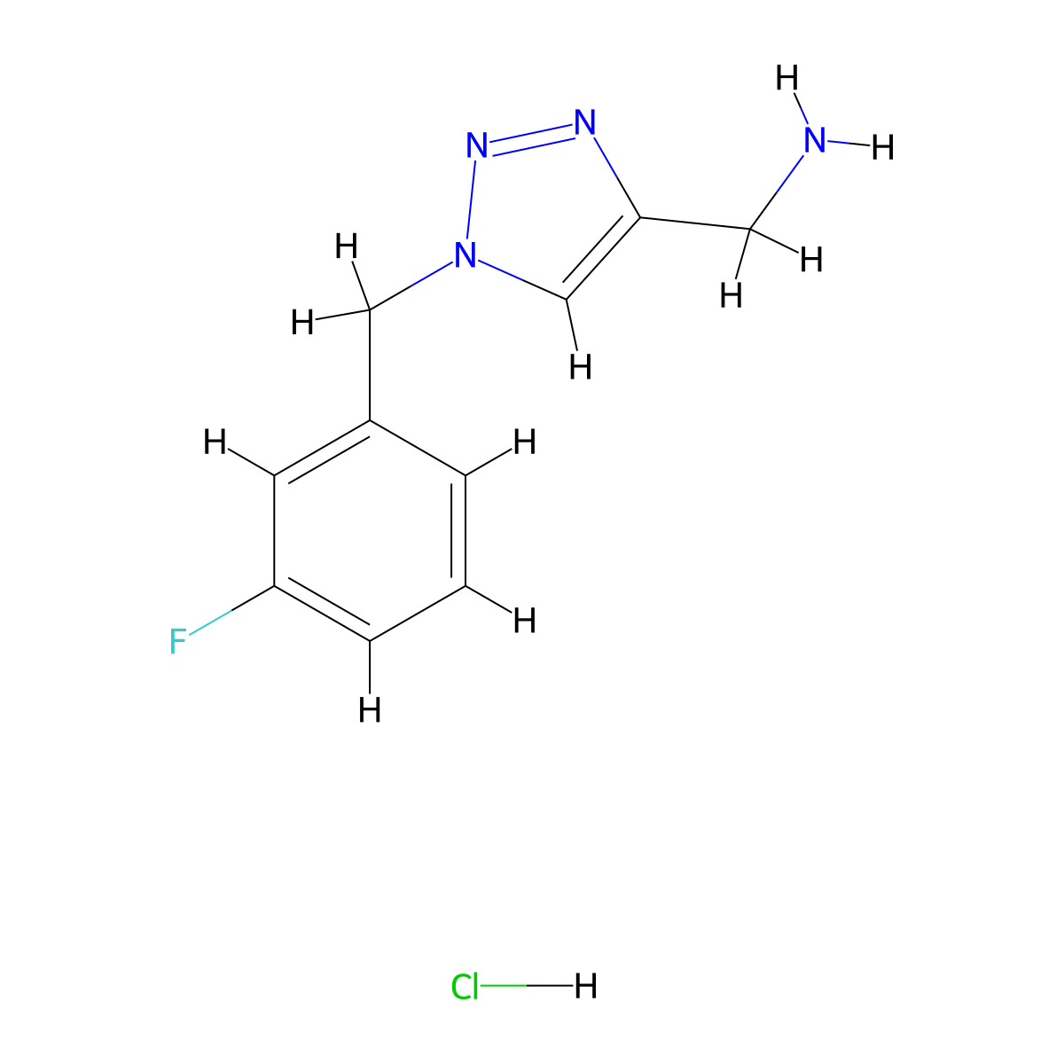 1-(1-((3-fluorophenyl)methyl)-1H-1,2,3-triazol-4-yl)methanamine hydrochloride molecular structure, CAS 2866352-55-6