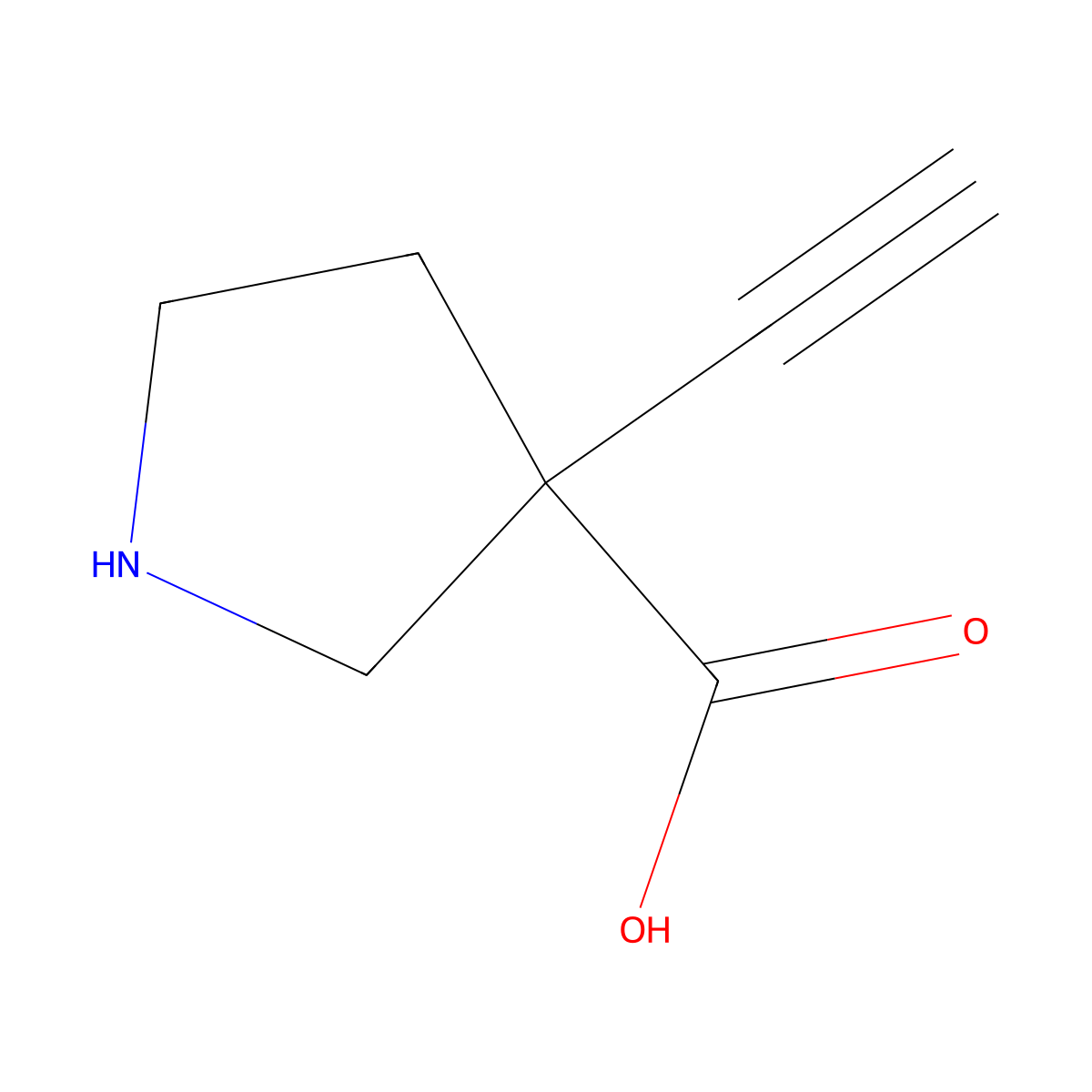 3-Ethynylpyrrolidine-3-carboxylic acid molecular structure, CAS 2866352-56-7