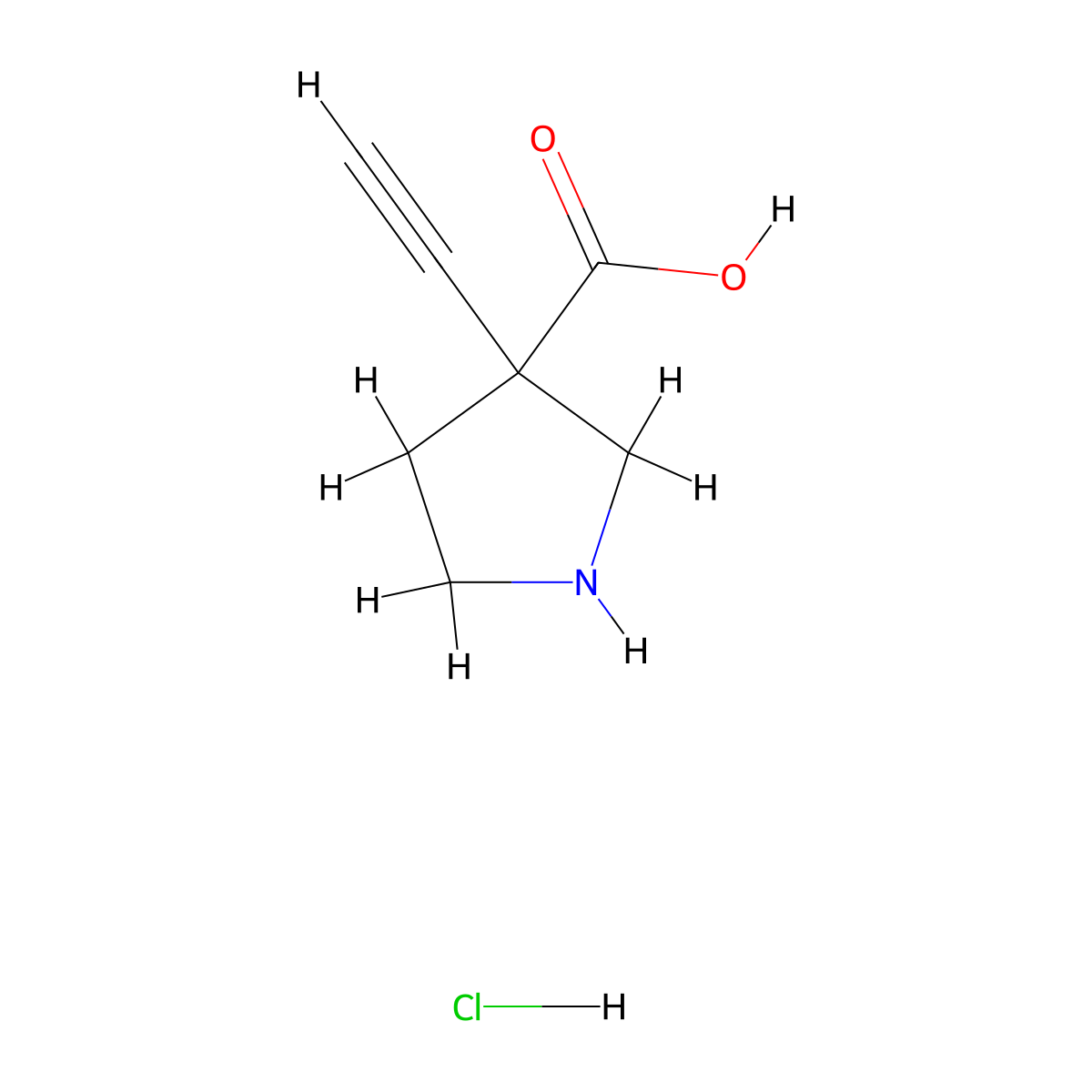3-Ethynylpyrrolidine-3-carboxylic acid hydrochloride molecular structure, CAS 2866352-57-8
