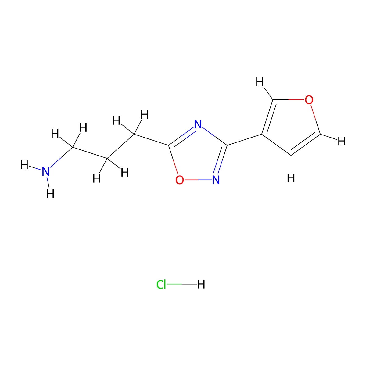 3-[3-(Furan-3-yl)-1,2,4-oxadiazol-5-yl]propan-1-amine hydrochloride molecular structure, CAS 2866352-58-9