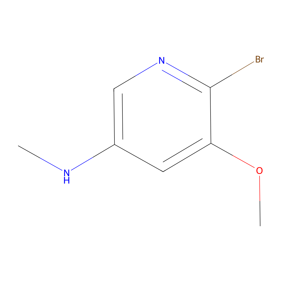 6-bromo-5-methoxy-N-methylpyridin-3-amine molecular structure, CAS 2866352-59-0