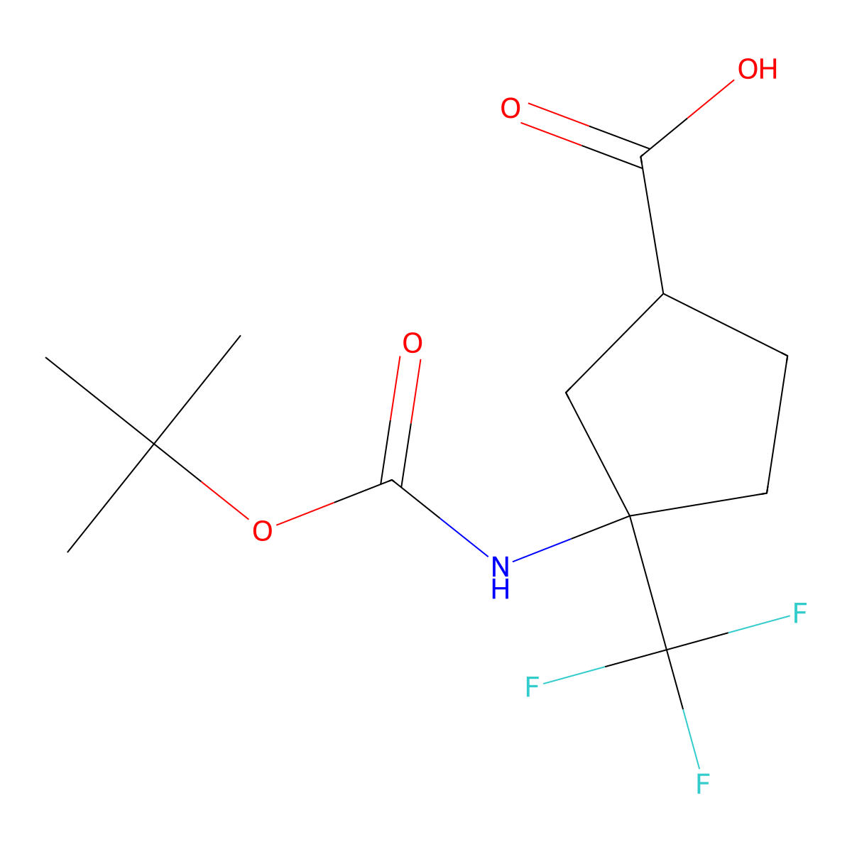 3-{[(Tert-butoxy)carbonyl]amino}-3-(trifluoromethyl)cyclopentane-1-carboxylic acid molecular structure, CAS 2866352-62-5
