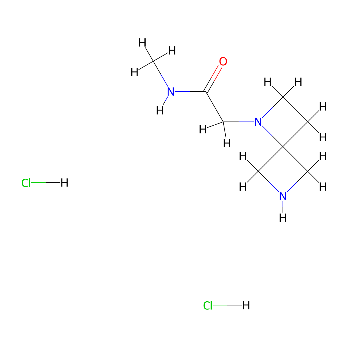 2-{1,6-diazaspiro[3.3]heptan-1-yl}-N-methylacetamide dihydrochloride molecular structure, CAS 2866352-68-1
