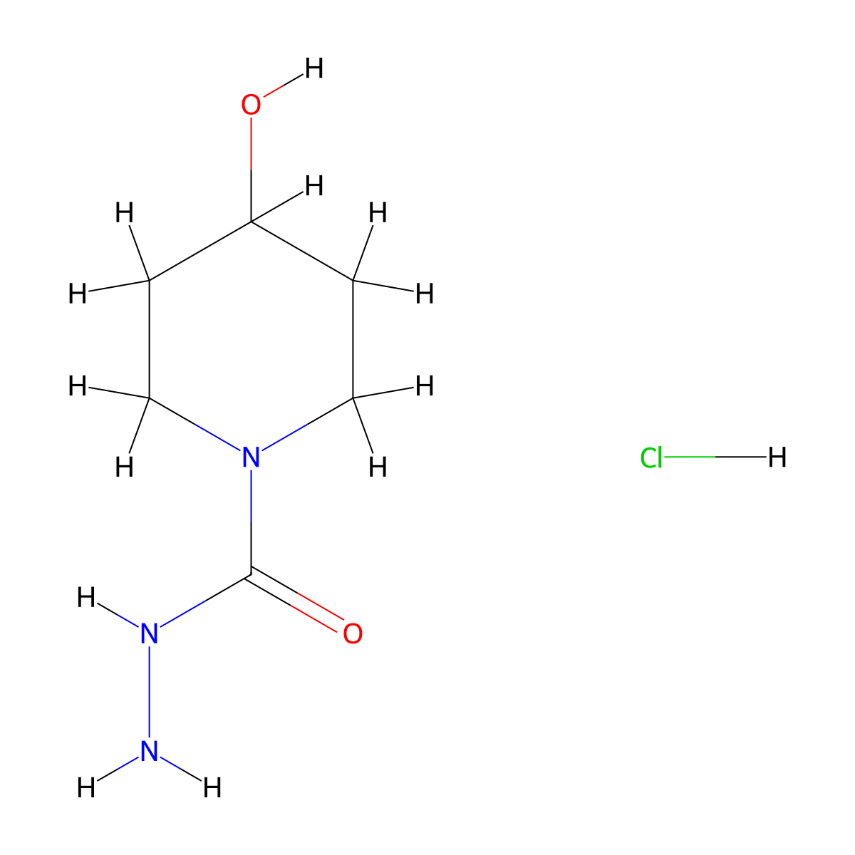 4-Hydroxypiperidine-1-carbohydrazide hydrochloride molecular structure, CAS 2866352-70-5