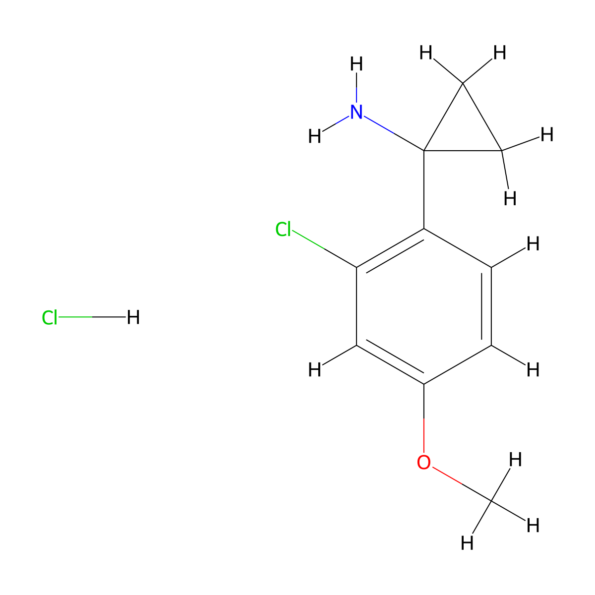 1-(2-Chloro-4-methoxyphenyl)cyclopropan-1-amine hydrochloride molecular structure, CAS 2866352-81-8