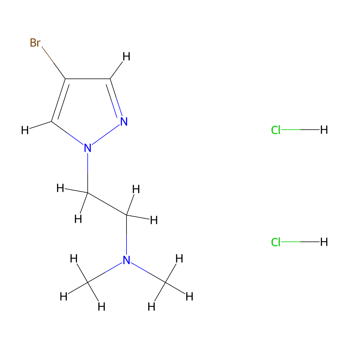 [2-(4-bromo-1H-pyrazol-1-yl)ethyl]dimethylamine dihydrochloride molecular structure, CAS 2866352-85-2