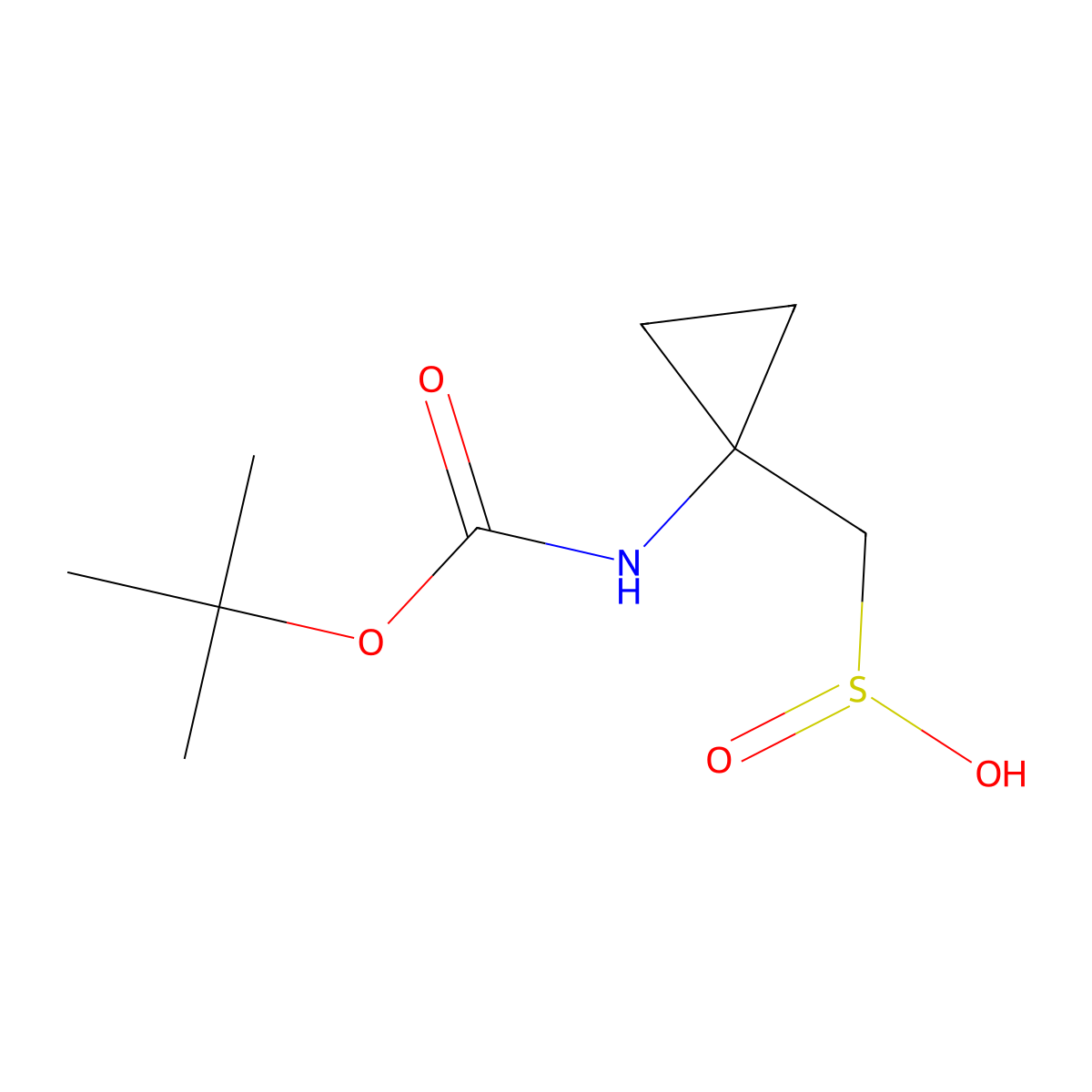 (1-{[(Tert-butoxy)carbonyl]amino}cyclopropyl)methanesulfinic acid molecular structure, CAS 2866352-87-4