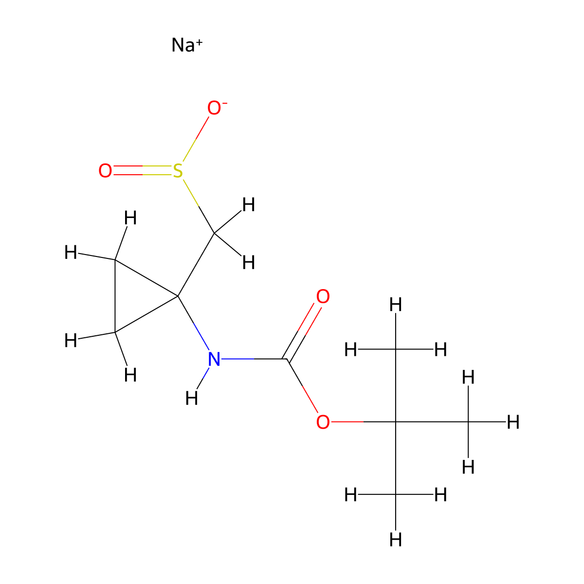 Sodium (1-{[(tert-butoxy)carbonyl]amino}cyclopropyl)methanesulfinate molecular structure, CAS 2866352-88-5