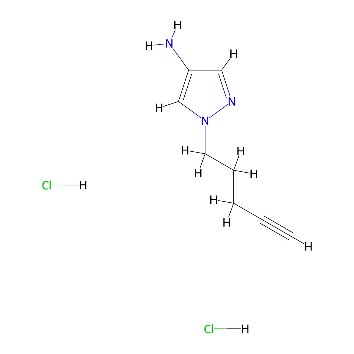 1-(pent-4-yn-1-yl)-1H-pyrazol-4-amine dihydrochloride molecular structure, CAS 2866352-92-1