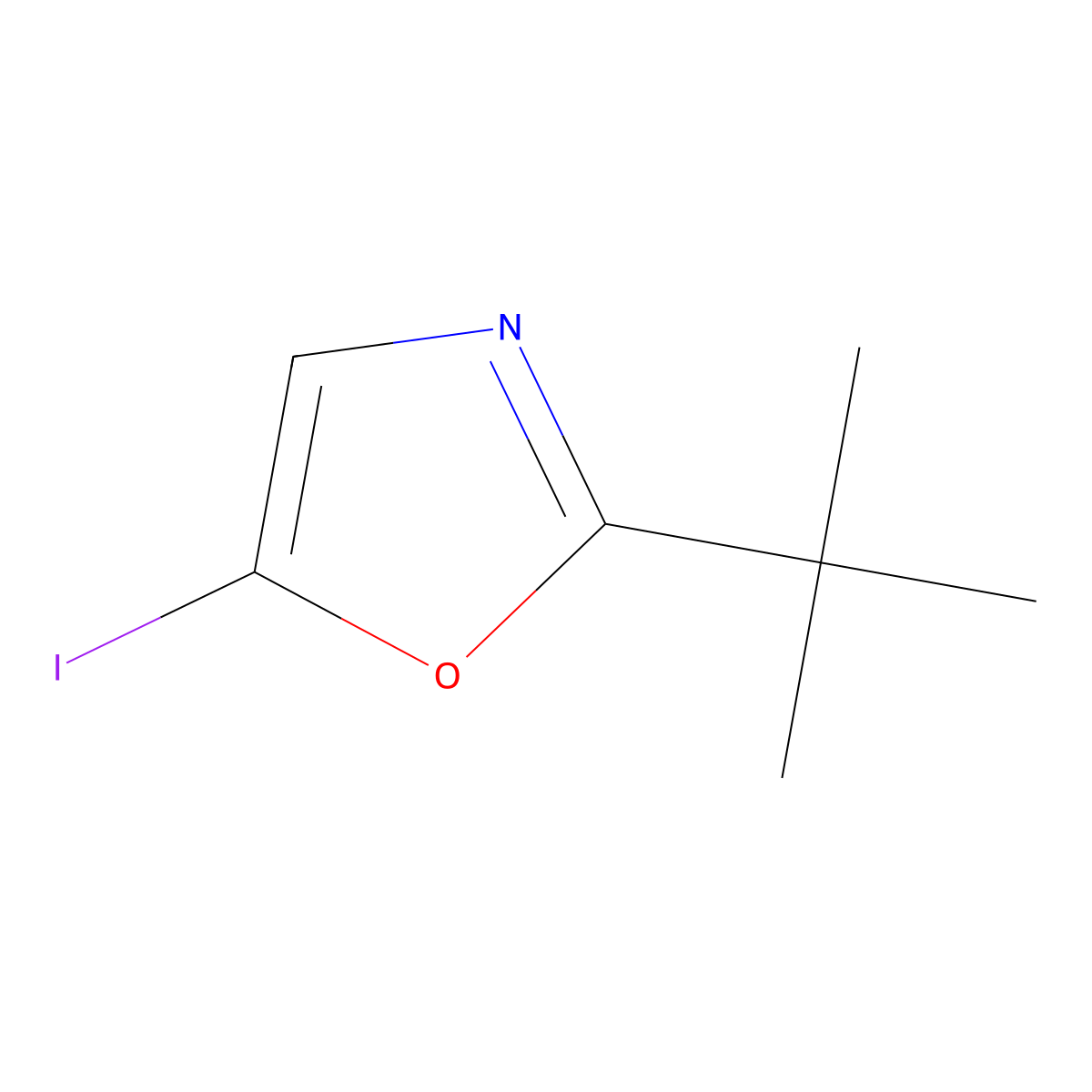 2-Tert-butyl-5-iodo-1,3-oxazole molecular structure, CAS 2866353-07-1